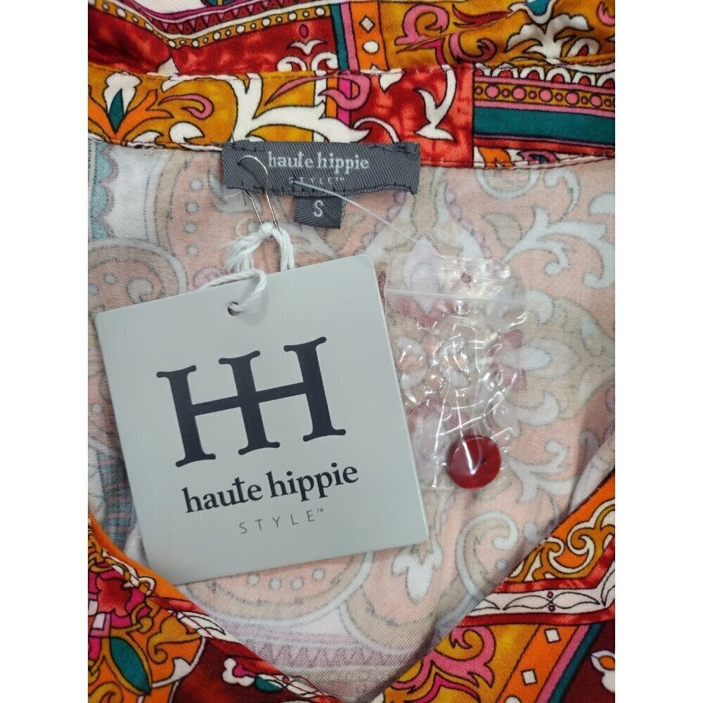 Vintage-Style Haute Hippie Multicolor Paisley Patchwork Button-Up Blouse S, NWT - Picture 3 of 10